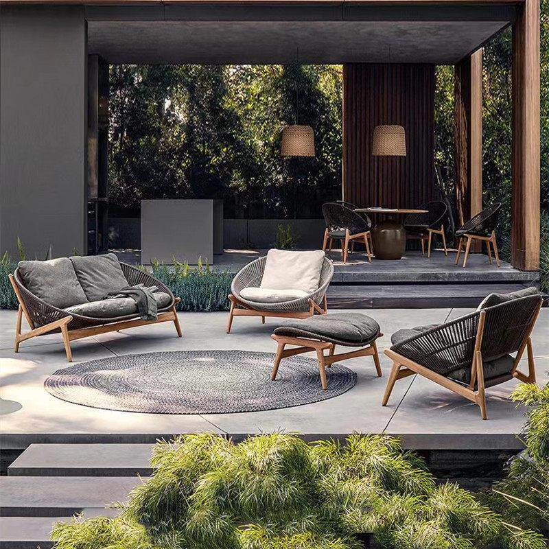 户外沙发茶几组合别墅庭院花园休闲 藤椅露天阳台防水防晒藤编家