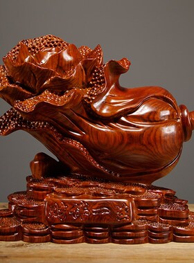 花梨木雕白菜摆件家居客厅玄关百财装饰店铺开业乔迁新居送礼品