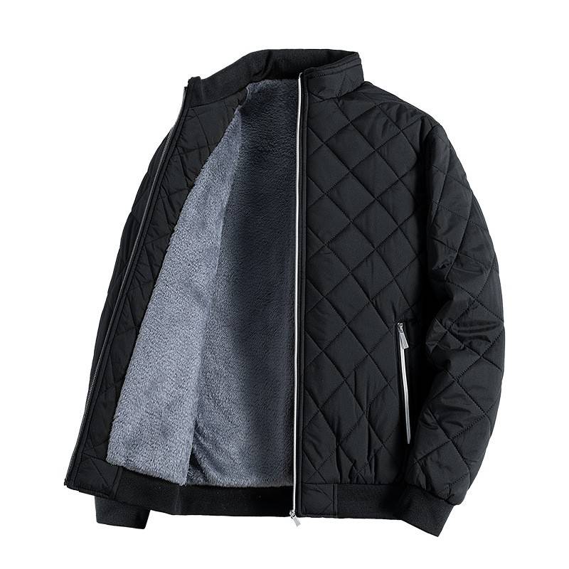 棉衣男士秋冬季韩版机绗格子加绒棉袄冬装羽冬季款棉绒服外套跨境