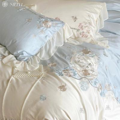 A类公主风床单四件套纯棉磨毛新款100支长绒棉天丝床上用品
