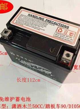 摩托车蓄电池潇洒木兰50CC/踏板90 /AG50/DIO5012N4-3B免维护电池