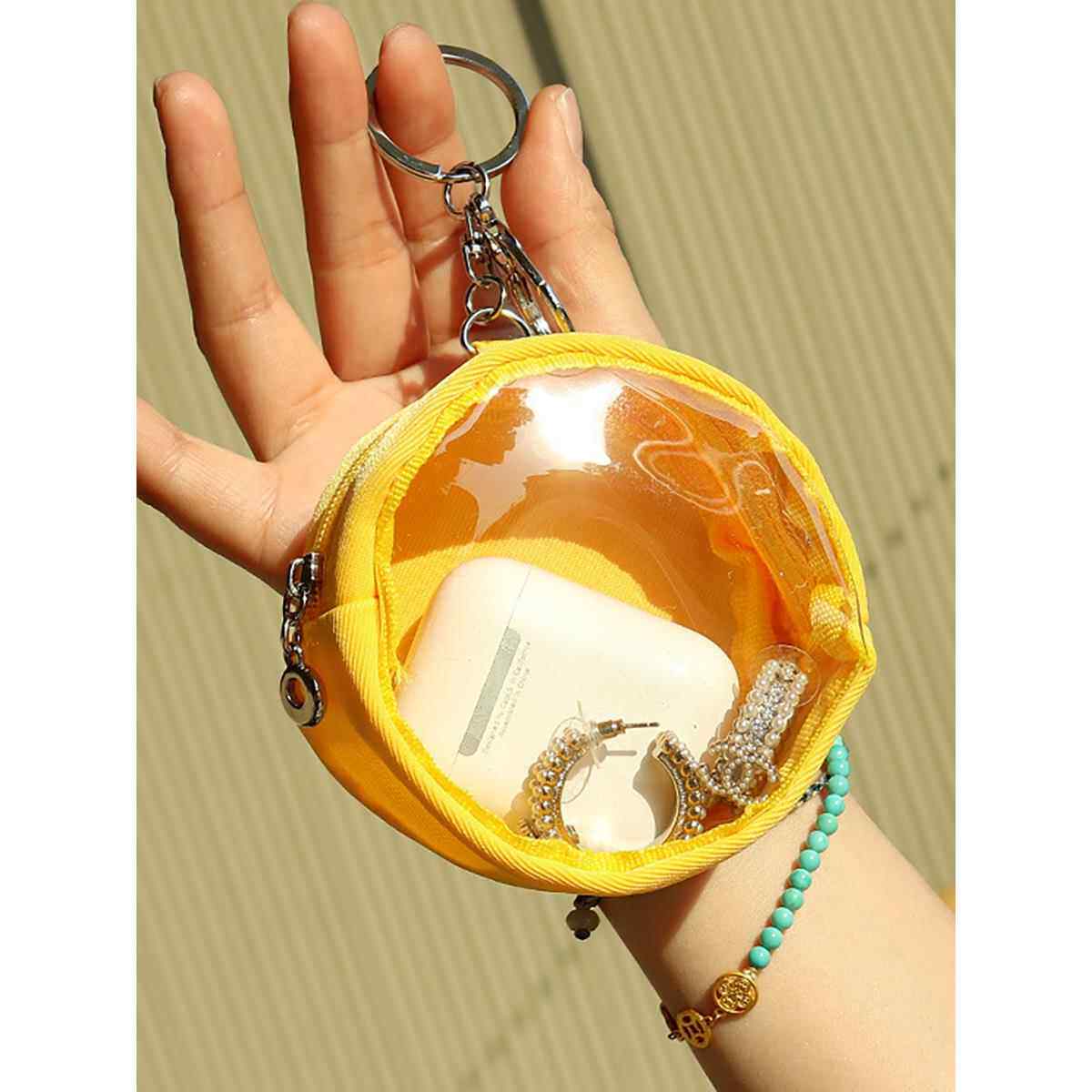 圆形透明PVC零钱包痛包迷你遛娃吧唧包团子耳机硬币收纳小包挂件