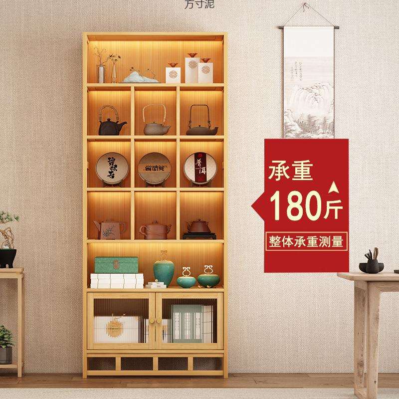 新中式非实木博古架茶室背景置物架多宝阁架商用隔断带灯展示柜厂