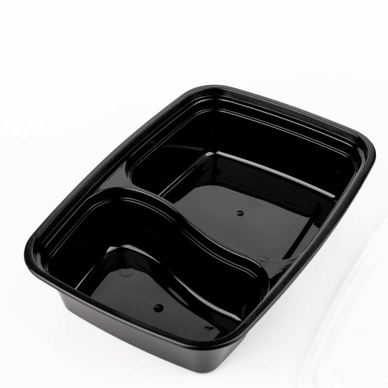 一次性打包盒餐盒加厚美式食品级塑料外卖快餐饭盒两格便当盒厂家