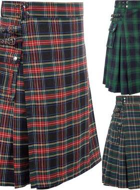 Men's Scottish Festival Skirt Men's plaid pleated