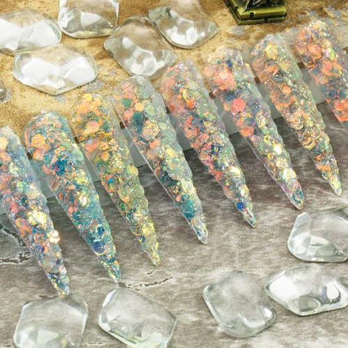 指甲网亮片红贴片葱金粗镭射闪妖精红粉细粉饰品美甲混合之粉瞳网