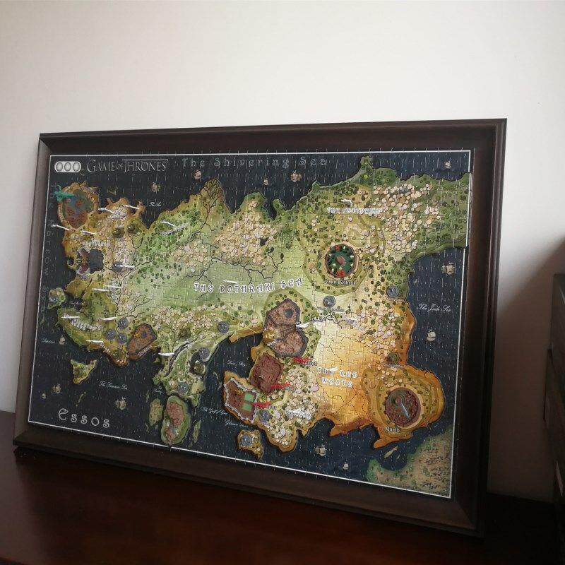 1400片拼图框权利游戏4D拼图冰与火之歌画框实木立体悬浮拼图相框