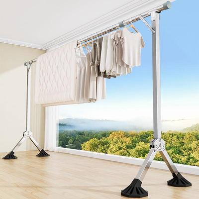 晾衣架落地加粗加厚挂衣架可伸缩折叠式单杆加高晾衣杆室外晾衣架