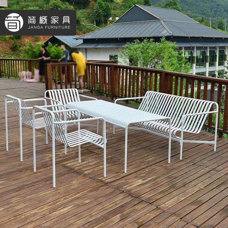 户外花园庭院桌椅休闲外摆咖啡厅奶茶店金属椅阳台民宿长桌沙发椅