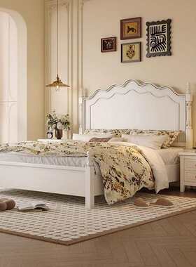 厂家直销中古风全实木床1·5米1.8米双人床主卧婚床储物美式轻奢