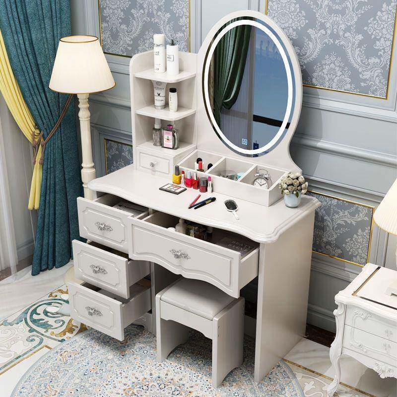 欧式梳妆台实木现代简约卧室化妆桌小户型网红2024新款收纳柜一体