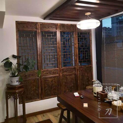 东阳木雕中式实木花格仿古门窗复古木窗花格老式木门镂空格栅定制