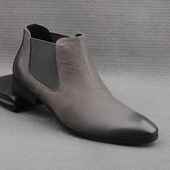 一脚男蹬切尔 伦男棉韩版 高档英尖头小短靴真皮荔枝鞋 纹牛皮高筒鞋