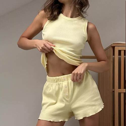 2025 pajama set, vest and shorts two-piece set