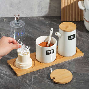 醋壶辣椒罐酱油醋瓶商用陶瓷调料罐调味瓶盒盐罐子套装饭店餐饮用