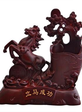 仿红木中式笔筒办公室摆件高档商务摆设工艺品教师节礼品