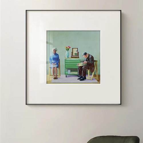 现代卧简约餐厅方形装饰客发画厅室创意卡纸画复古小RAT众玄关沙