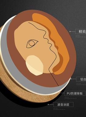 个性小众圆形组合挂画抽象几何字母人物橙色系壁画客厅装饰画