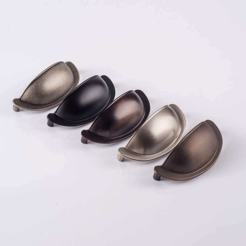 半圆把手抽屉拉手美式欧式地中海简约小拉手哑黑色青古铜抽屉把手