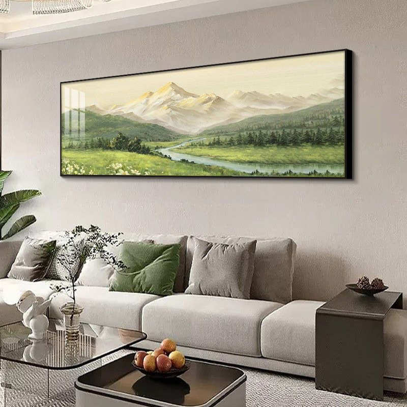 高级感北欧风景装饰画卧室床头挂画客厅沙发背景墙壁画背有靠山