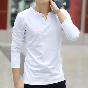 Basic Long Cotton Shirt Tees Solid Plain shirt Men Fashion