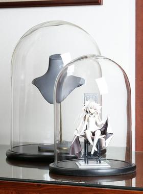 玻璃盖透明展示盖圆形珠宝防尘盖家居装饰荣耀人物装饰永恒花盖