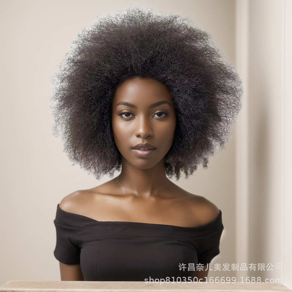 化纤假发女 Afro wigs 非洲卷短卷发假发套全头套许昌假发头套