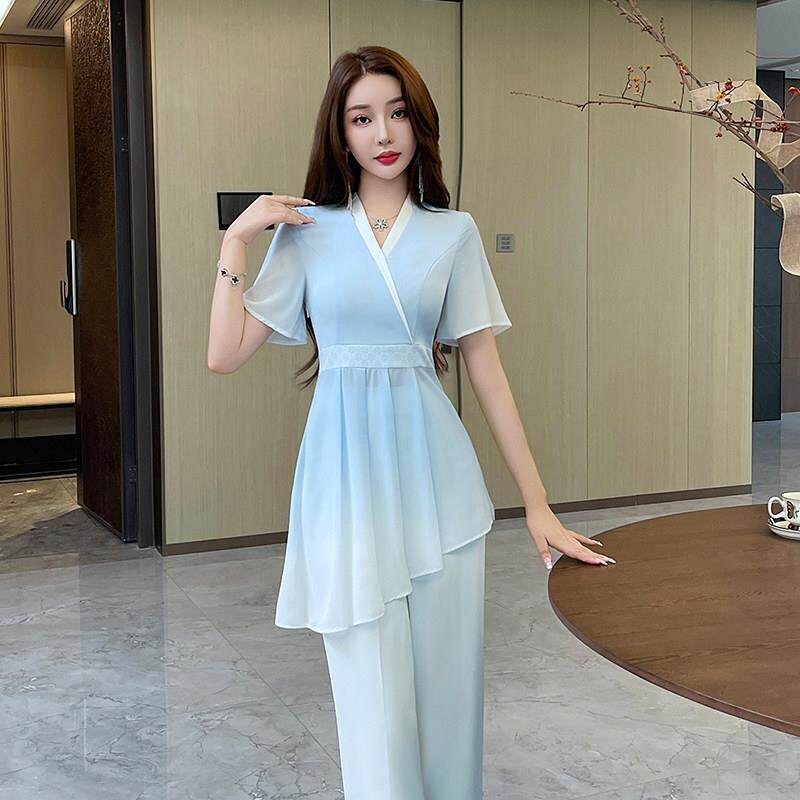 足浴足疗技师服女高端美容师养生会所工作服气质采耳沐足工衣