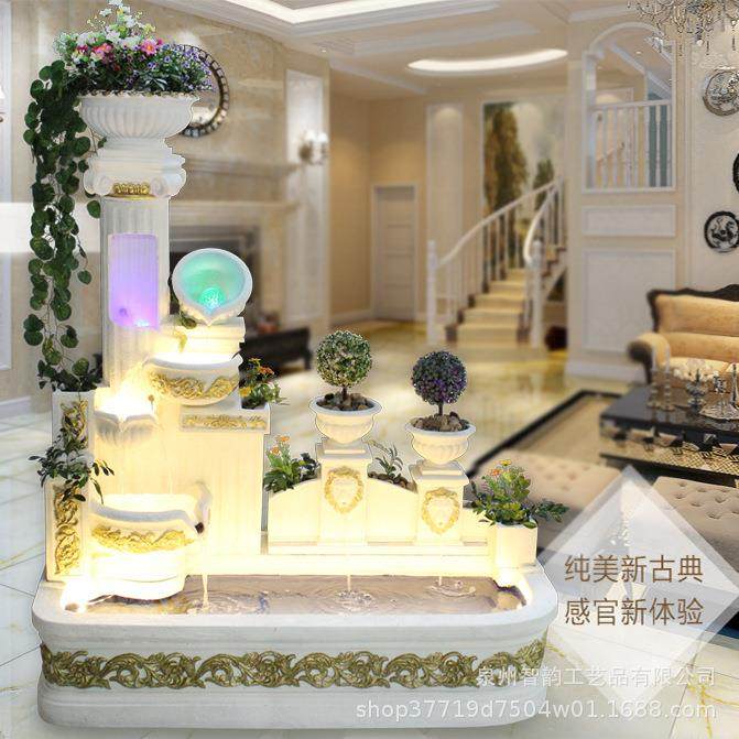 小额假山喷泉流水摆件风水招财客厅别墅阳台鱼缸水景观加湿器