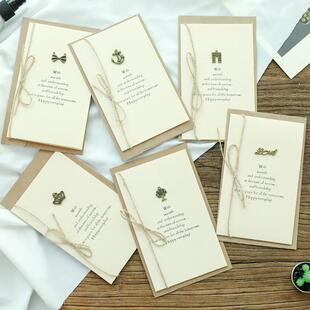 创意复古贺卡父亲节七夕情人节日生日祝福教师节金属留言卡带信封