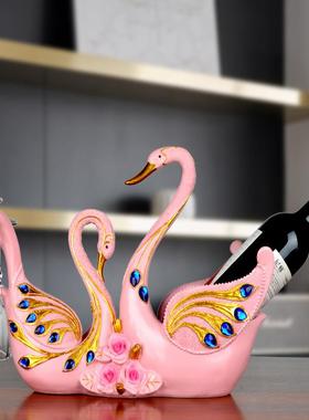 欧式创意天件鹅红房酒架摆家居客厅酒柜装12037饰品板摆设树样脂