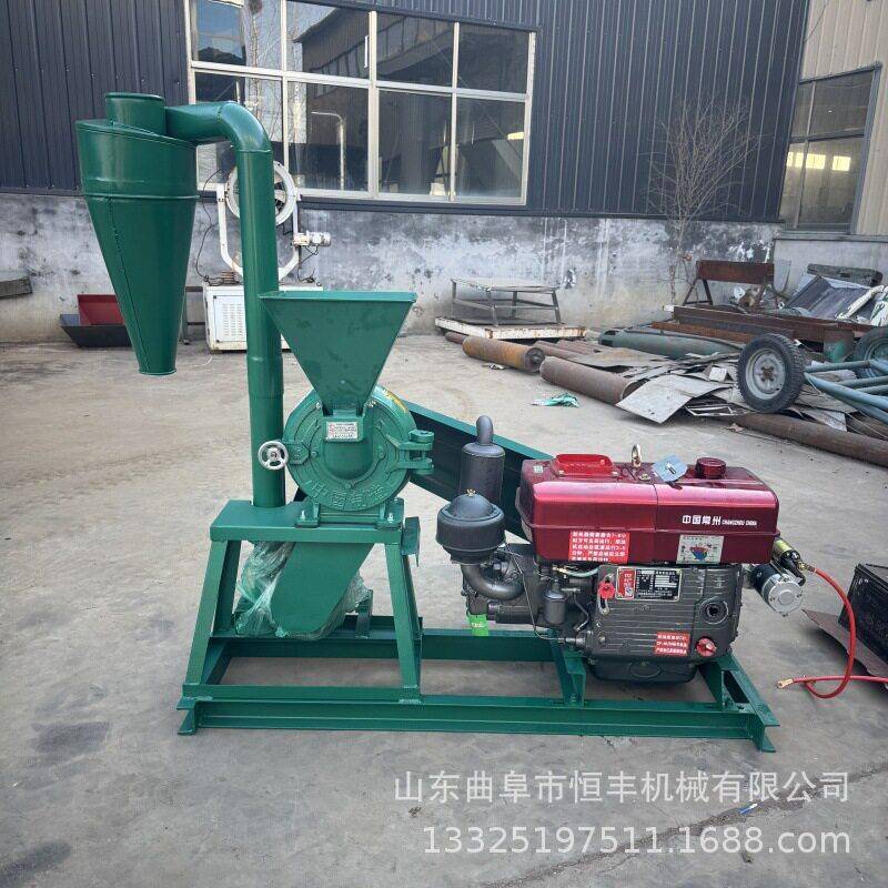 10马力柴油机款齿盘粉碎机油渣发酵馍片锅巴坚果粉碎机糙米磨粉机
