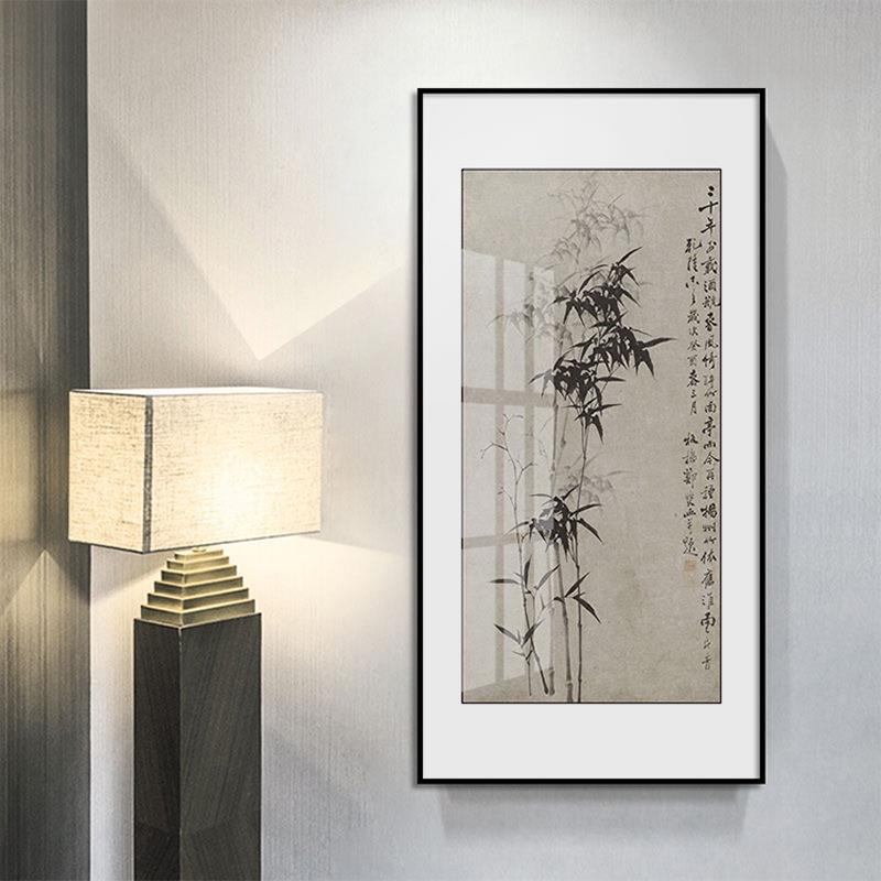 竹枝新中式中国风玄关装饰画郑板桥水墨竹子客厅壁画走廊过道挂画