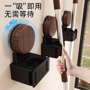 高端胡桃木拖把壁挂夹免打孔浴室强力吸盘式神器扫把夹单个固定器