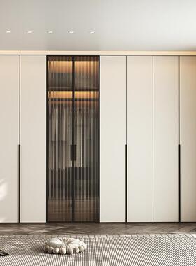 衣柜室家用一门到顶轻现代胡桃色柜身欧松66431奢储物柜组合大门