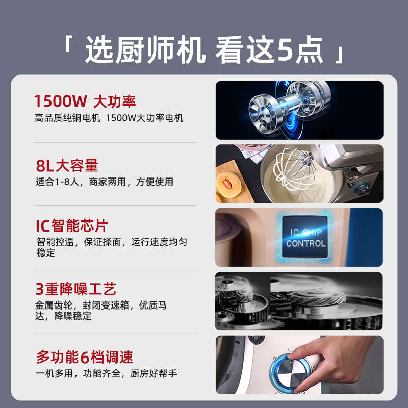 小型全自动机揉面搅拌机蛋活打和面机厨师商用家用8顺面粉然升机