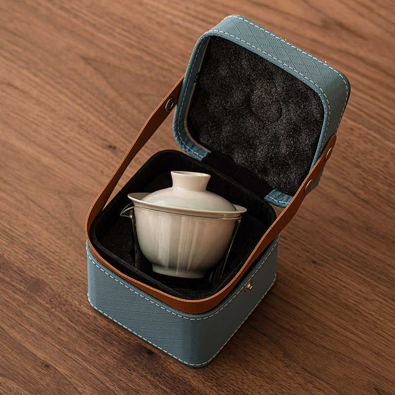 旅行茶具一壶二杯快客杯渐变色盖碗陶瓷简约公司商务礼品可印logo,餐饮具,旅行茶具,淘宝优惠券,粉丝福利购,淘宝优惠卷