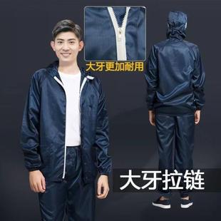 防尘工作服喷漆防护打磨静电连帽分体服食品车间白色蓝色耐脏 男士