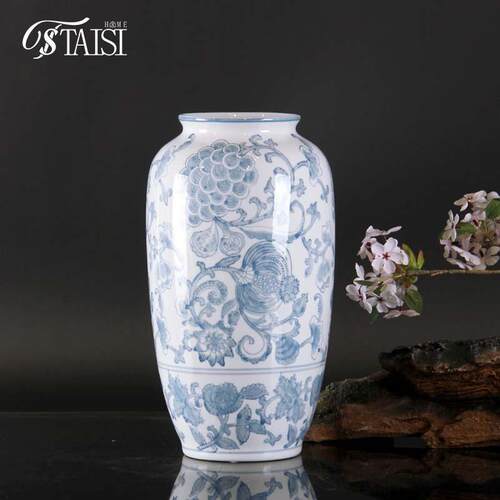 出口新中式陶瓷花瓶青花瓷可水培瓷器摆件客厅插花家居装饰品花器