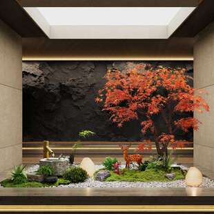 仿真红枫树鸡爪饰室槭内楼梯下景型观装假树落地红枫大绿植摆件仿