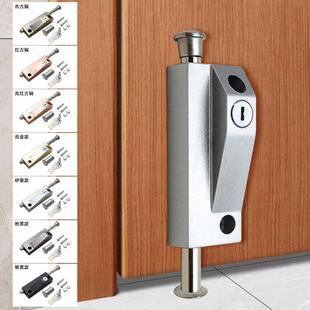 C级旋转门插销锁有框门锁铝合金双门弹簧插销地插锁防盗自动钥匙