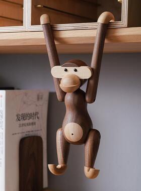 梵瀚 实木摆件创意摆设手工猴子装饰朋友闺蜜生日礼物小玩偶公仔