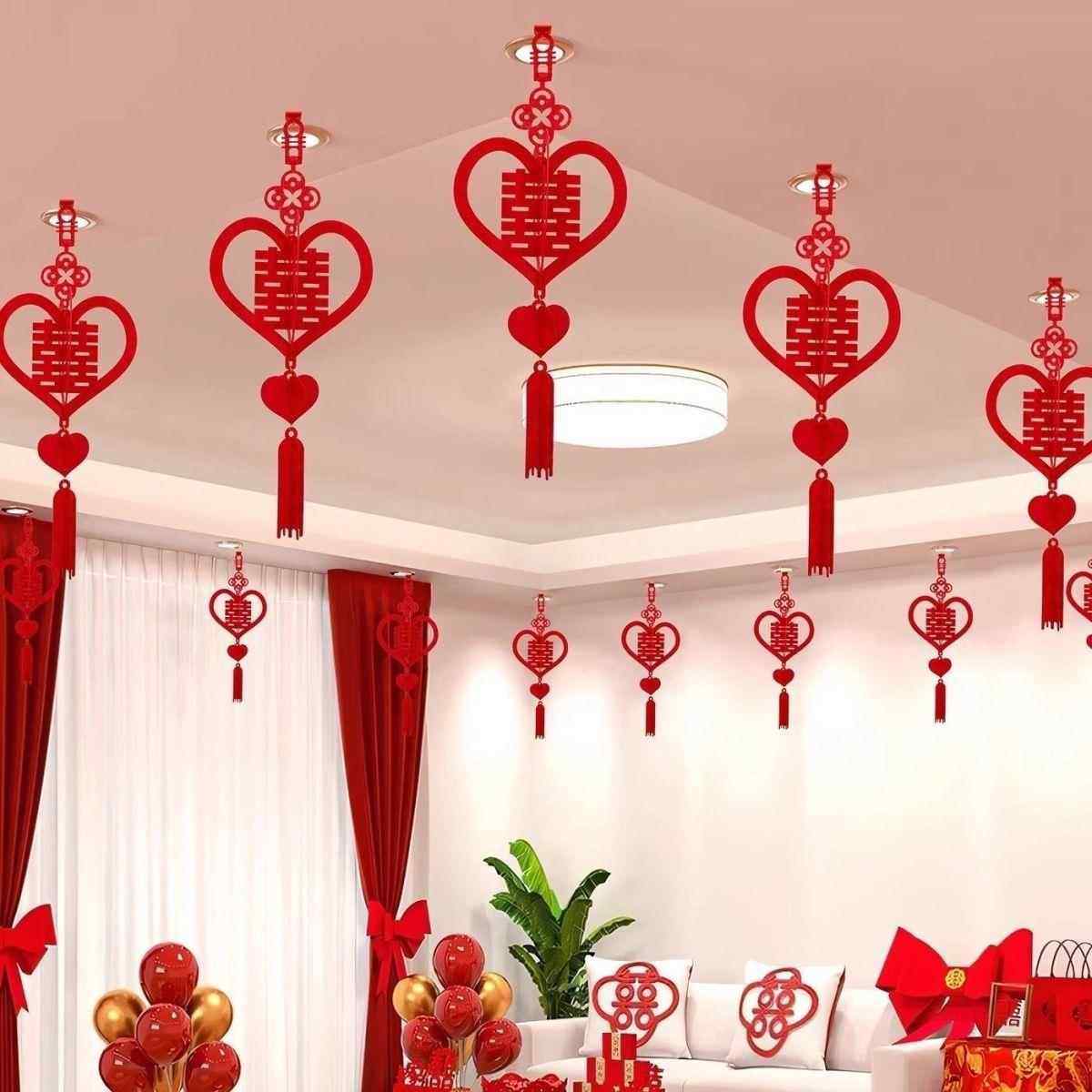 结婚立体喜字灯笼挂件新房客厅吊顶天花板装饰男女方挂饰婚房布置