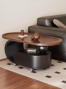 中储古风客厅家?用可移动小茶JAG几沙发几边椭圆形实木小户型物小