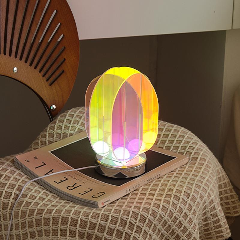 网红炫彩亚克力室内软装饰简约艺术亚克力几何艺术透明炫彩台灯