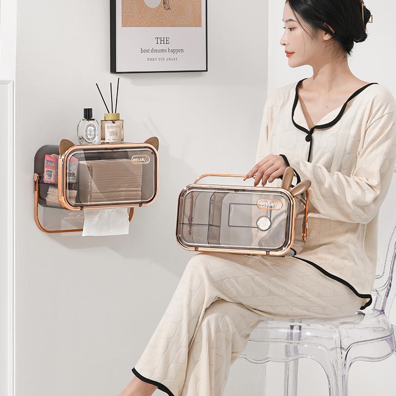 一次性洗脸巾收纳盒壁挂式免打孔防尘化妆棉置物架卫生间壁挂盒子