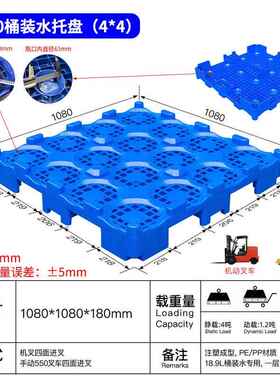 水厂通用桶水托盘隔装板料五加仑1XJM6塑矿泉水桶装水塑料桶托盘