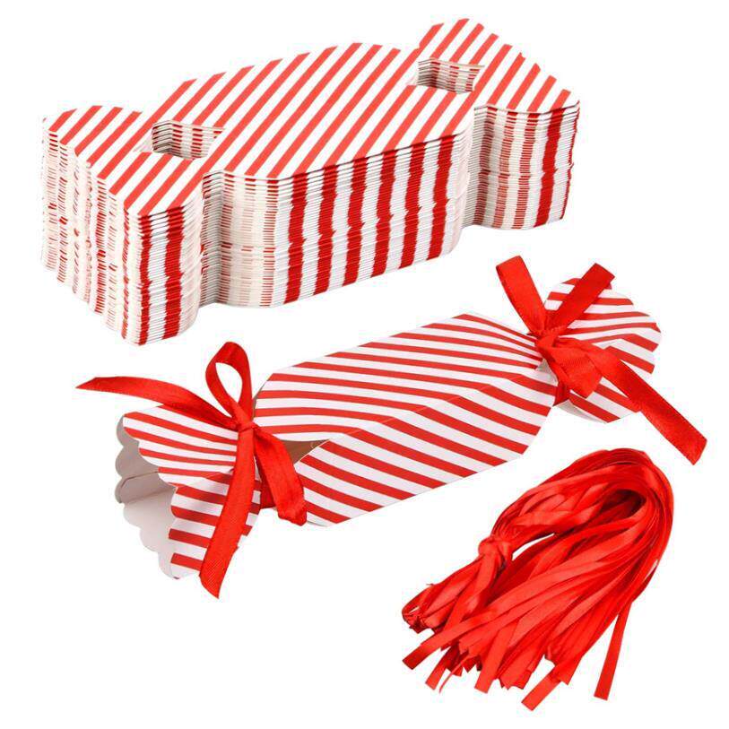 100pcs Candy Box For Christmas With Ribbons DIY Sweets - 实物图