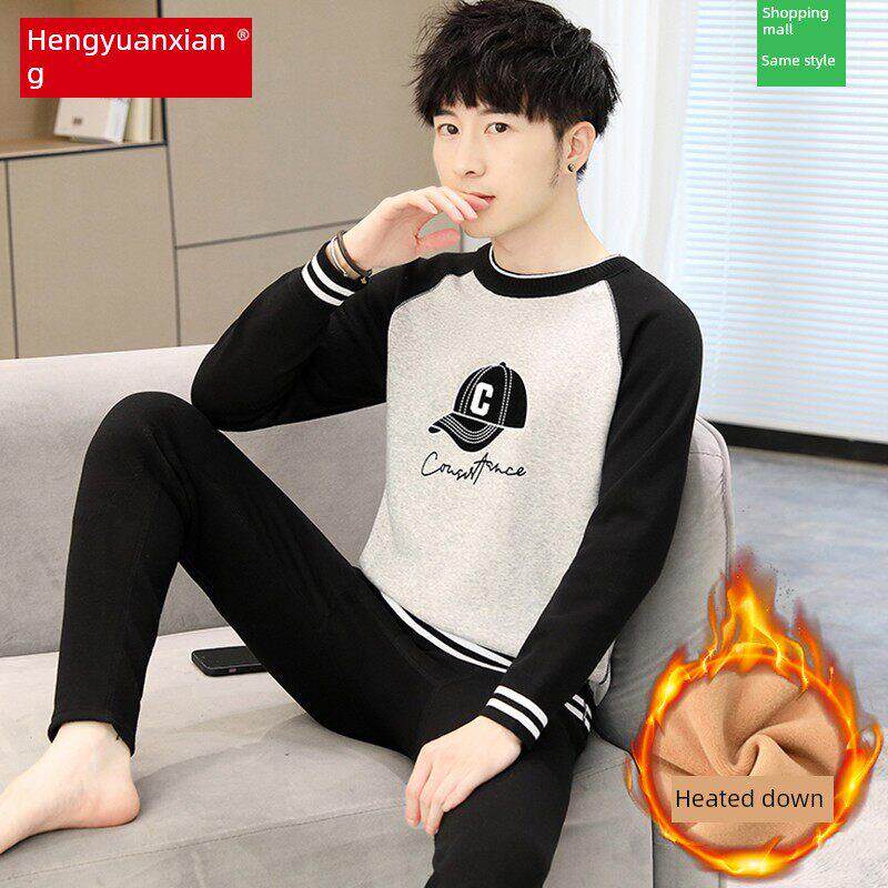 恒源翔2024新款青春丝绒加厚保暖内衣男士冬季防寒秋衣秋裤套装