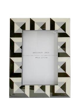 寸现代简约黑白格子CAH床木质烤漆相框摆件67寸创意摆件装饰框卧